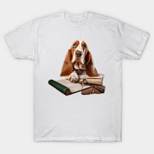 Cute basset hound studying T-Shirt